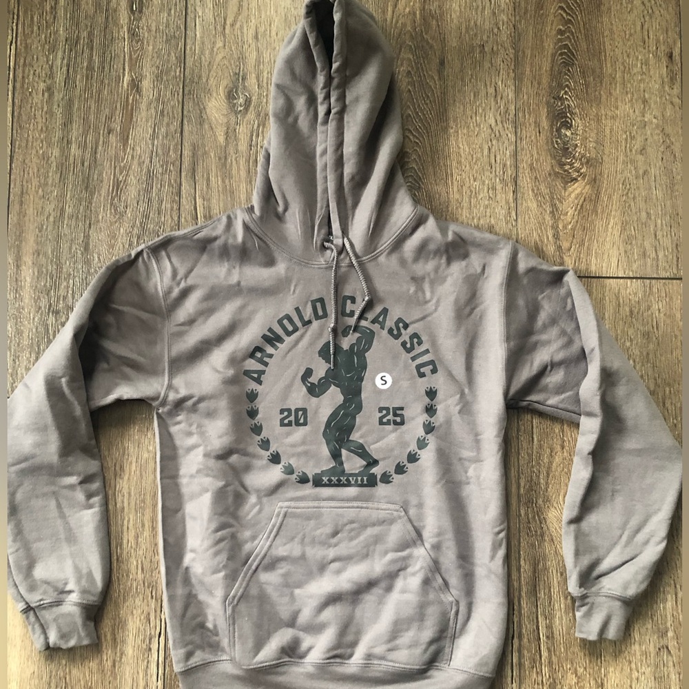 Arnold Classic 2025 Hooded Sweatshirt in Taupe with Graphic Print